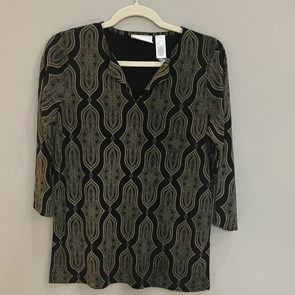 Liz Claiborne Black and Gold Blouse Size SP